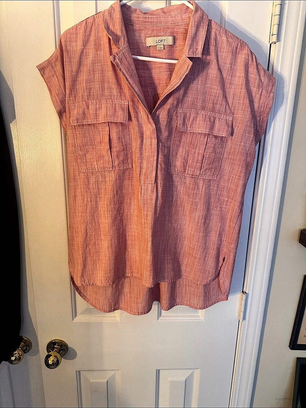 LOFT Short Sleeve Button Down Pink Size Medium Like New